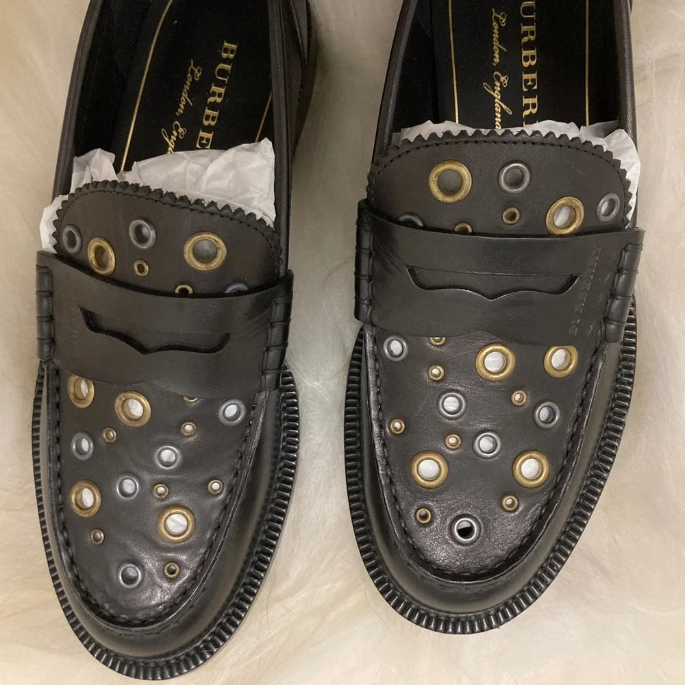 New Burberry black leather Bedmont eyelets loafer - Picture 4 of 6